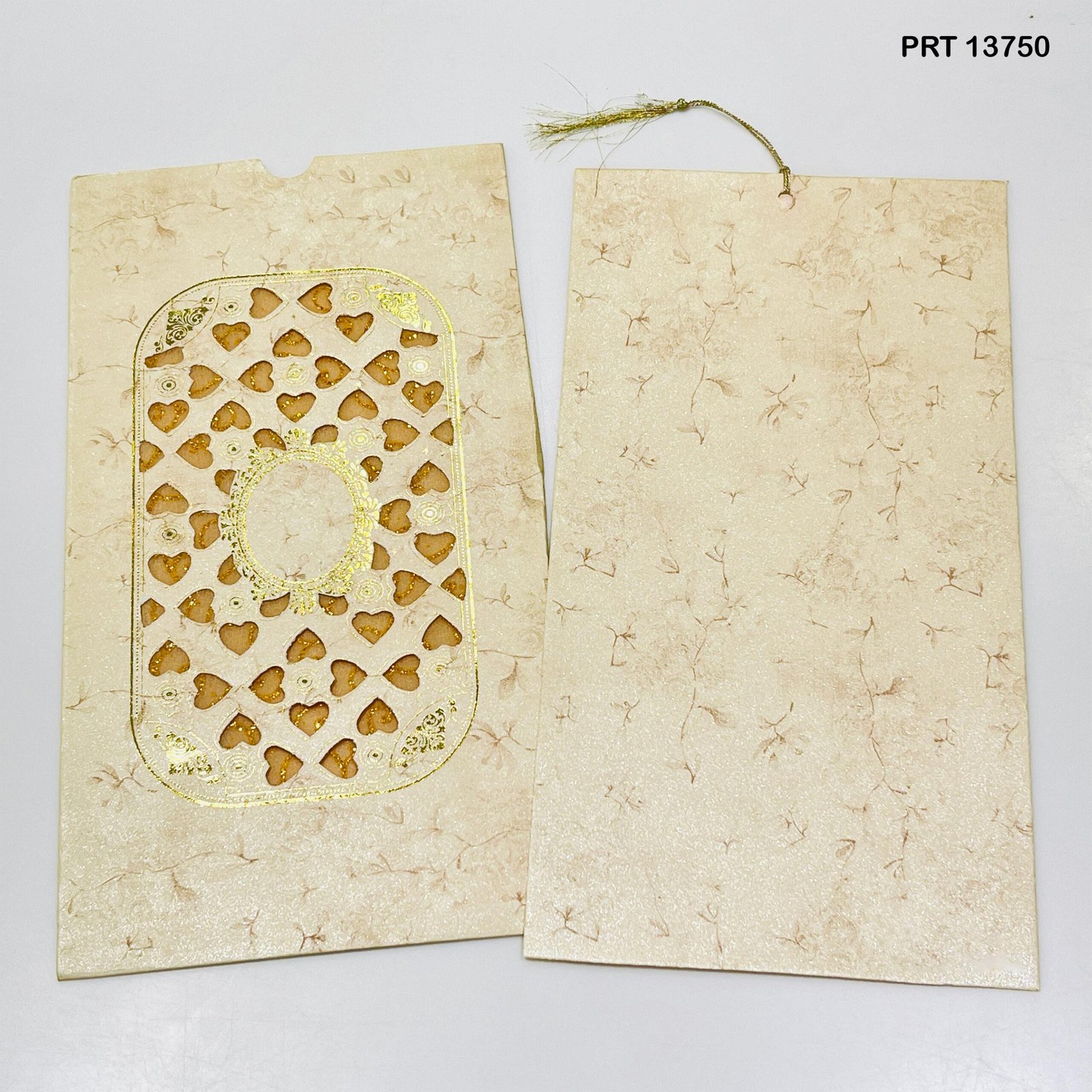 Golden Hearts Elegance Wedding Invitation – PRT 13750