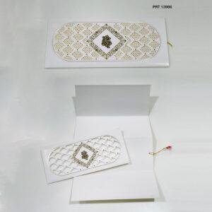 Elegant White & Gold Laser Cut Wedding Invitation - PRT 13986