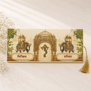 Royal Elephant Palace Wedding Invitation Card - PRT 14081