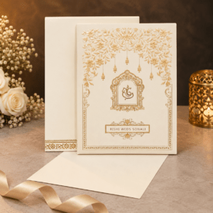 Golden Floral Ganesh Wedding Invitation - PRT 14060