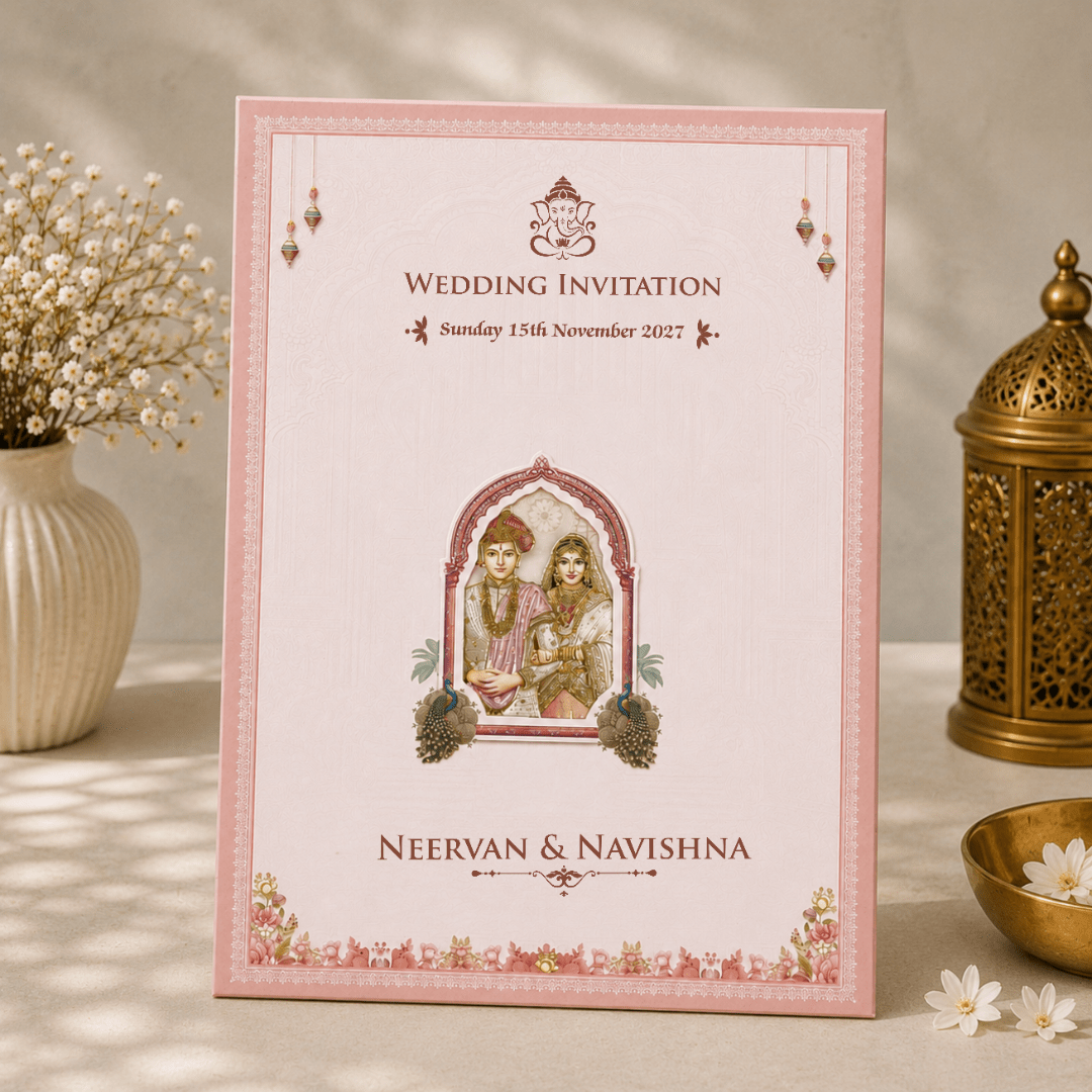 Blush Pink Ganesh Wedding Card - PRT 14132 - Image 3