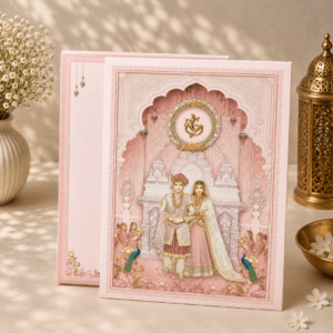 Blush Pink Ganesh Wedding Card - PRT 14132