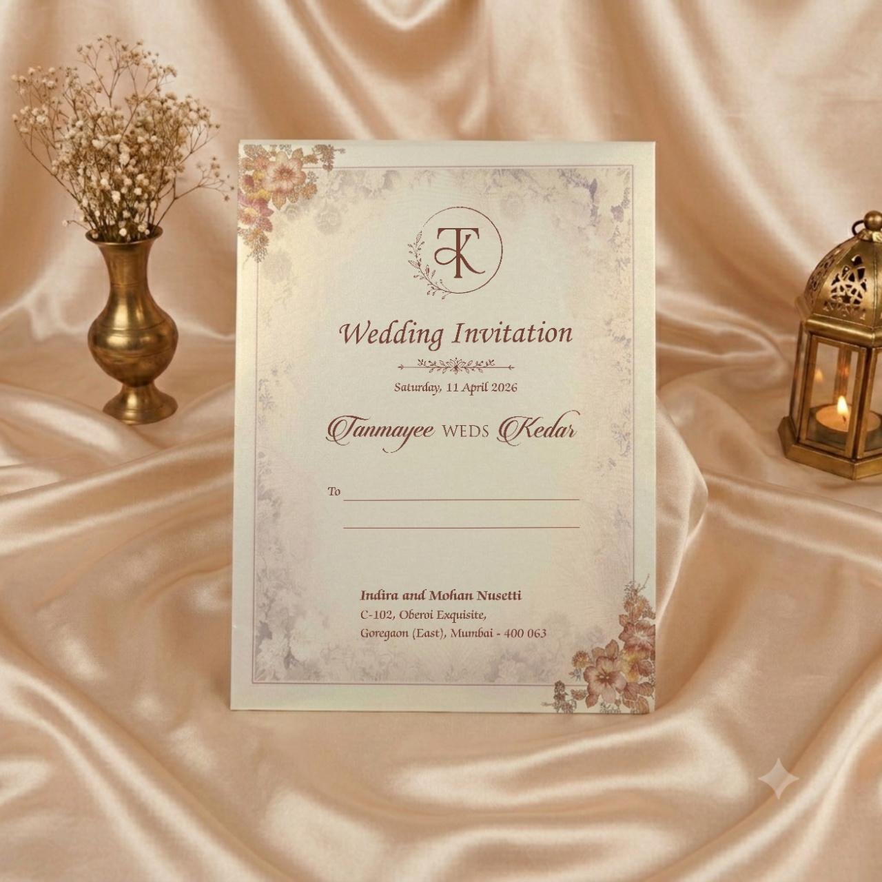 Floral Grace Wedding Invitation - PRT 14076 - Image 2