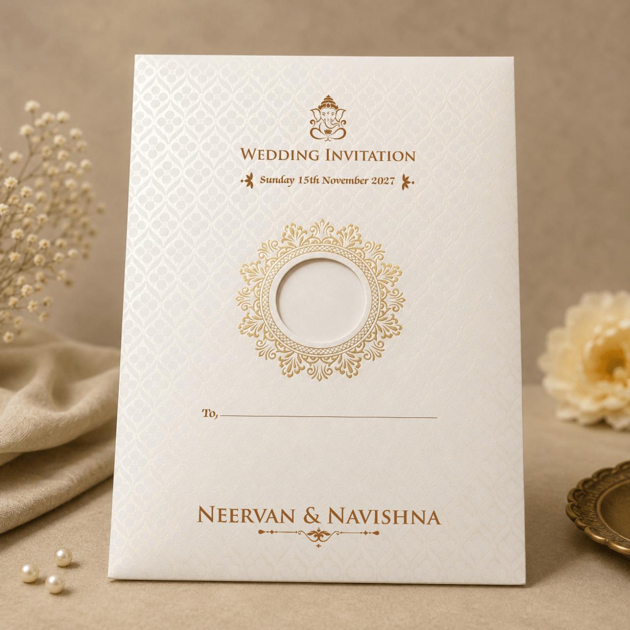 Regal Ivory Wedding Invitation - PRT 14090 - Image 2