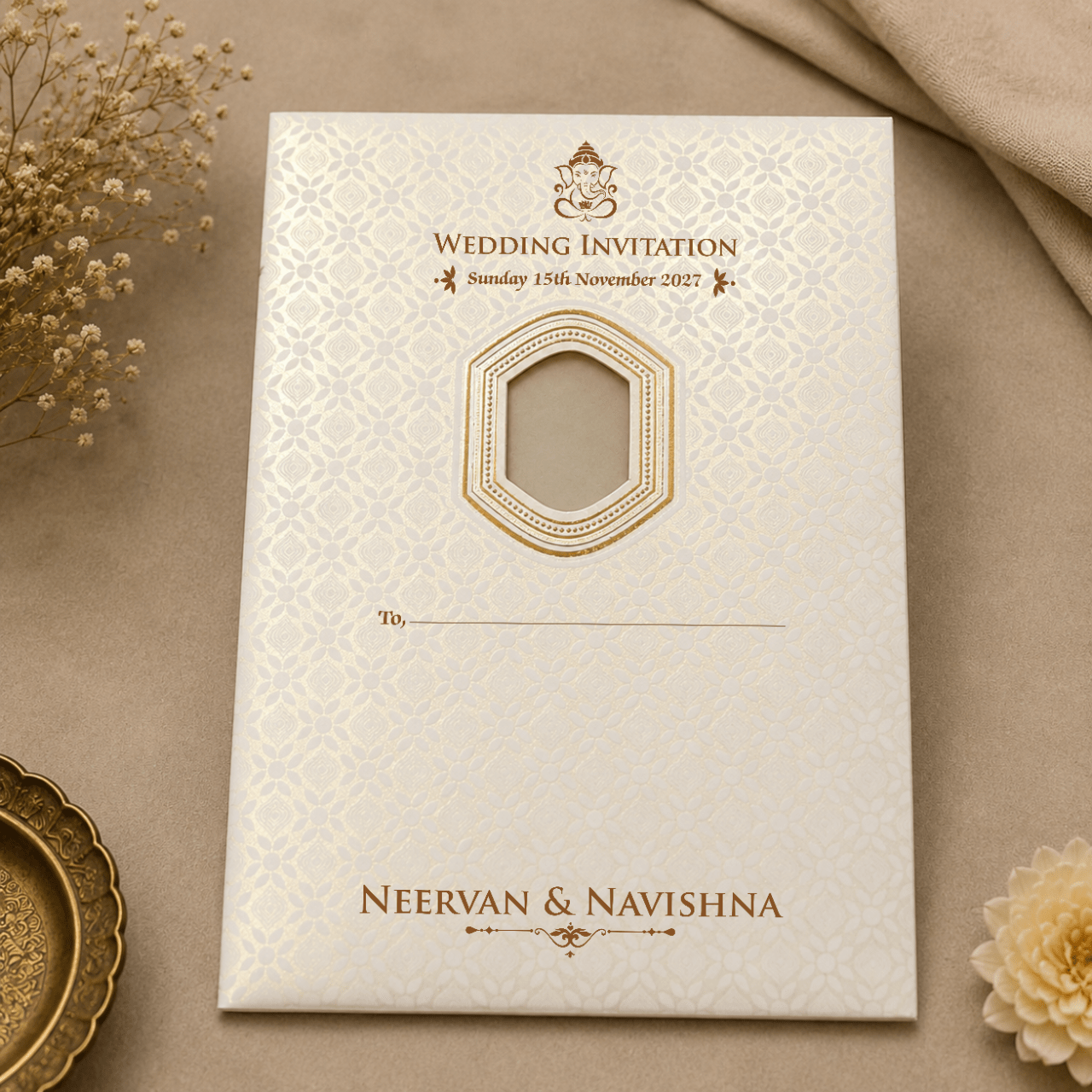 Floral Pearl Wedding Invitation - PRT 14091 - Image 2