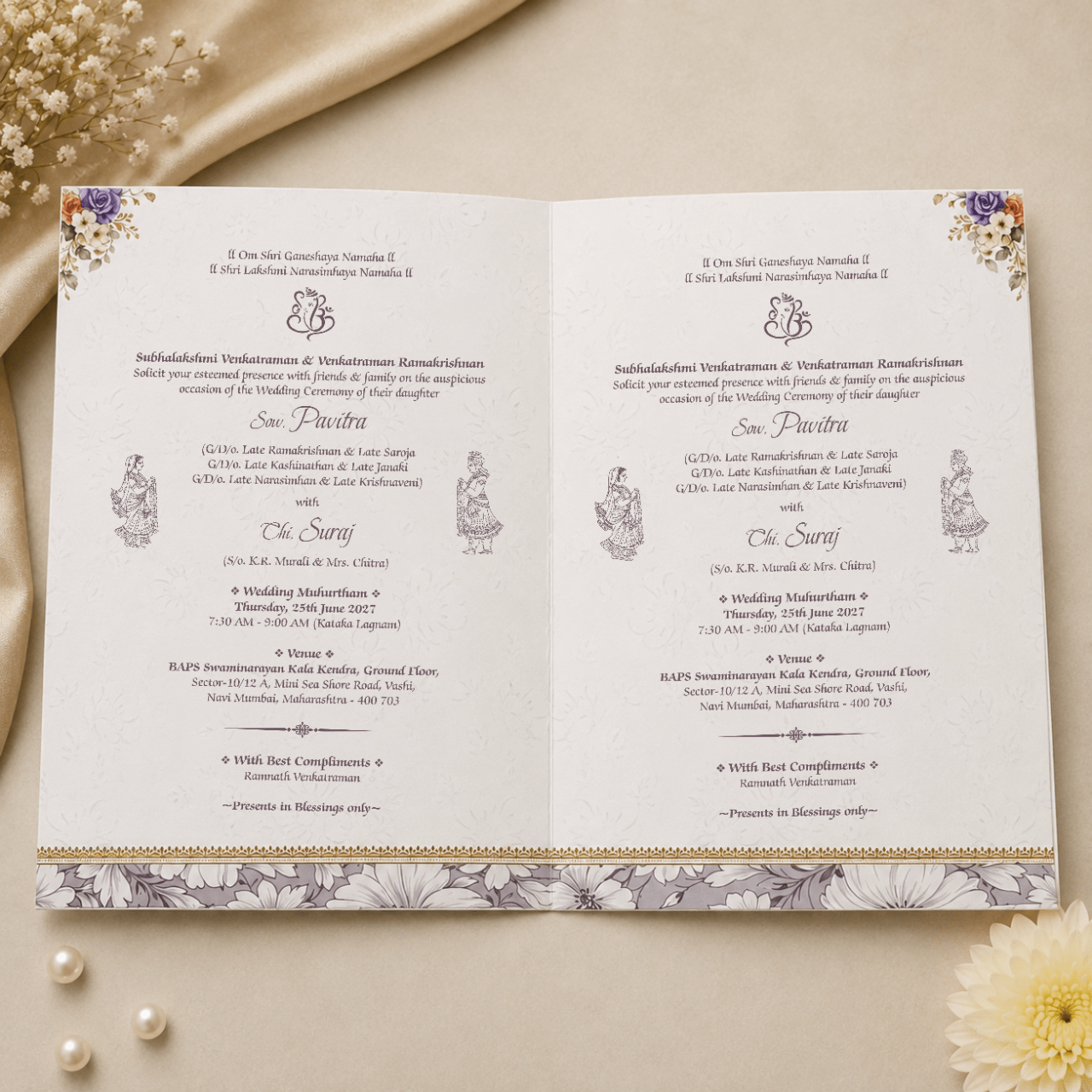 Royal Floral Wedding Card - PRT 14388 - Image 3