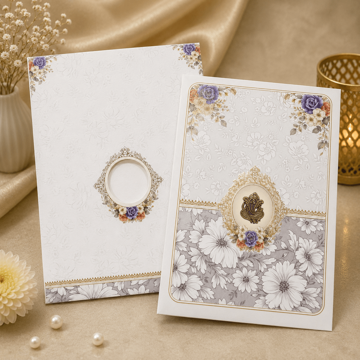 Royal Floral Wedding Card - PRT 14388