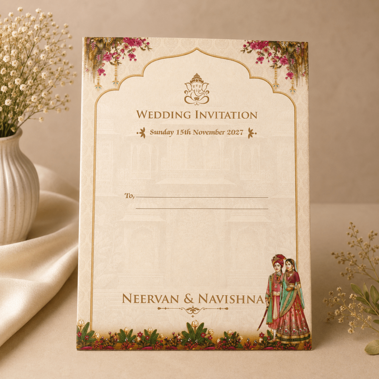 Traditional Royal Wedding Invitation Card- PRT 14596 - Image 2