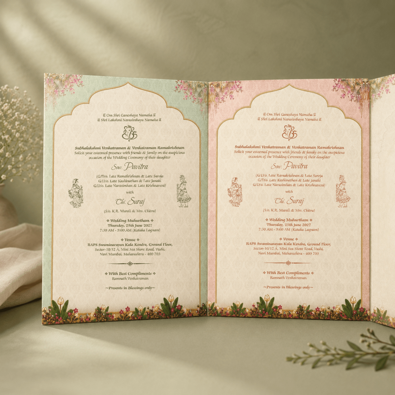 Traditional Royal Wedding Invitation Card- PRT 14596 - Image 3