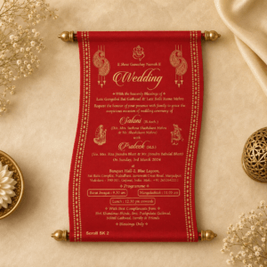 wedding cards design hindu, wedding cards design , wedding cards maker, Scolls invitation, Lakhota
