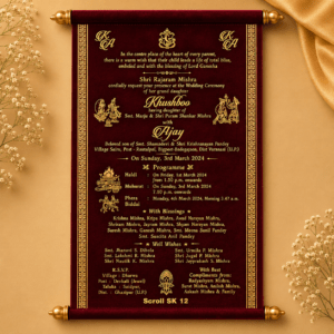 wedding cards design hindu, wedding cards design , wedding cards maker, Scolls invitation, Lakhota