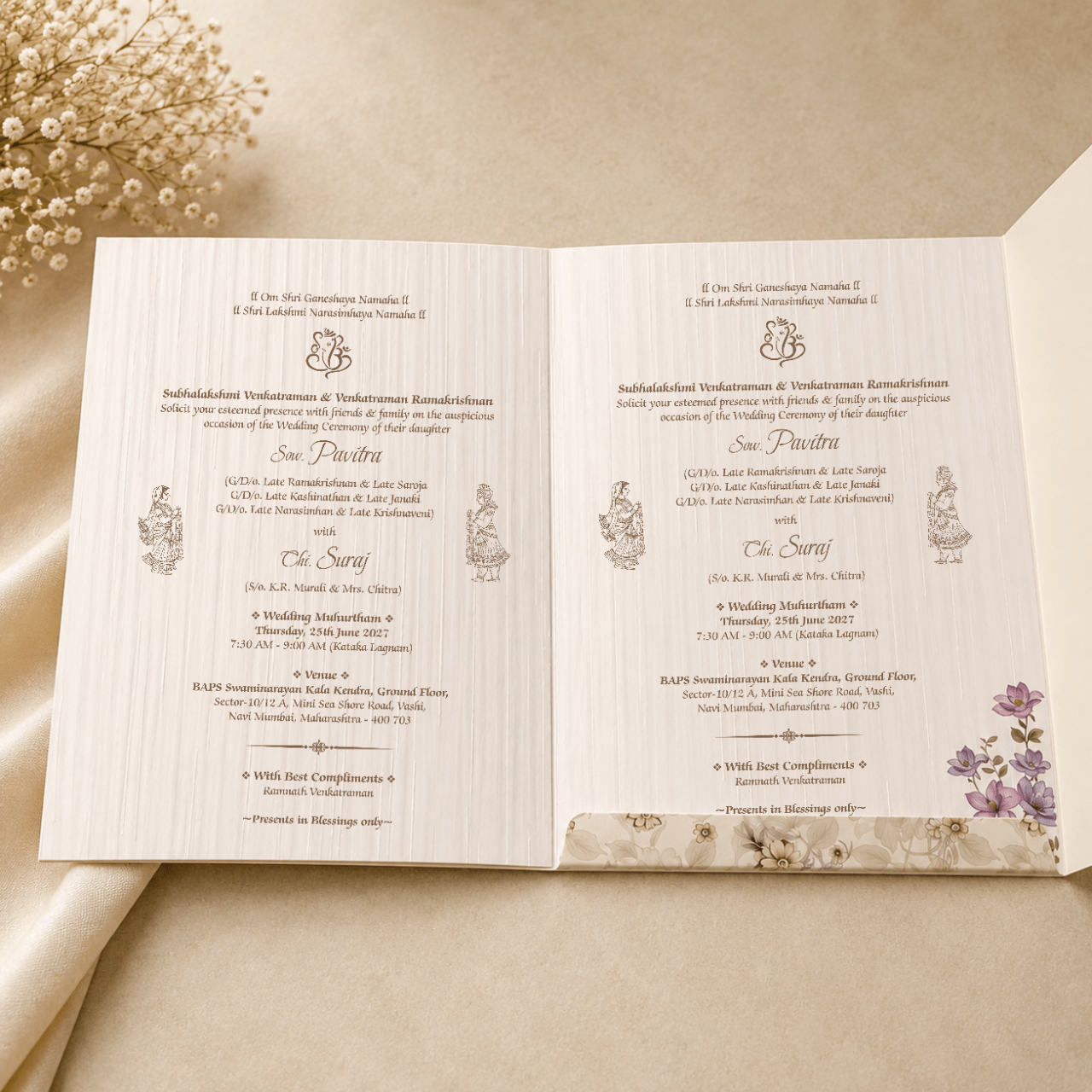 Blossom Grace Wedding Card - PRT 14112 - Image 3