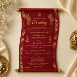 wedding cards design hindu, wedding cards design , wedding cards maker, Scolls invitation, Lakhota