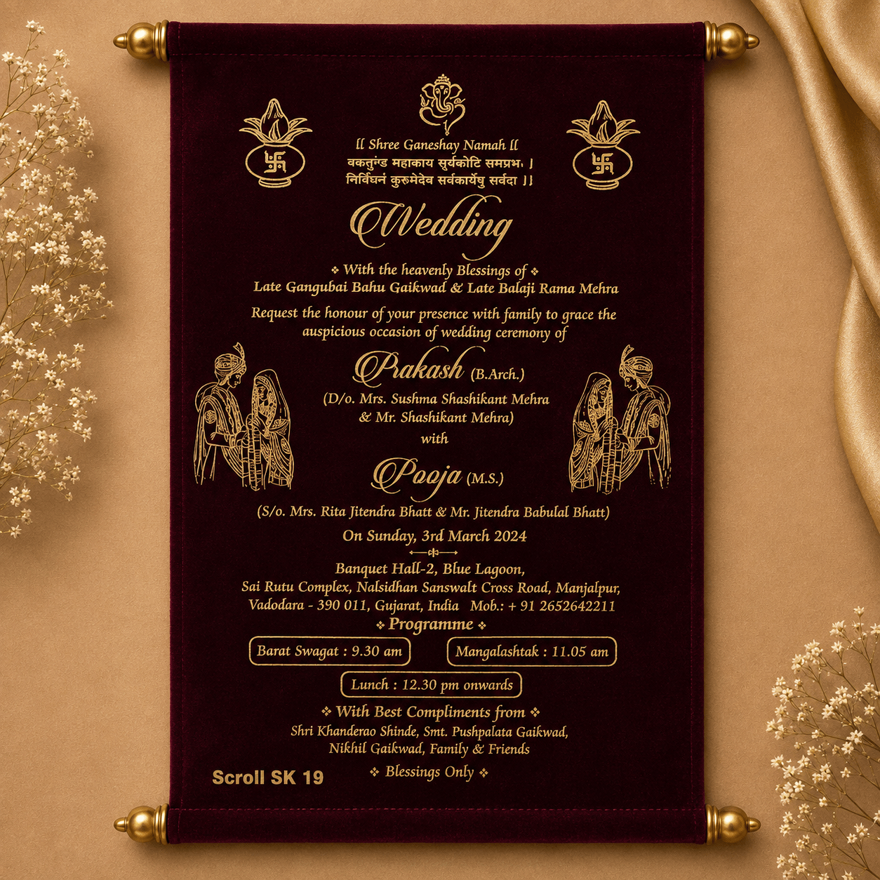 wedding cards design hindu, wedding cards design , wedding cards maker, Scolls invitation, Lakhota