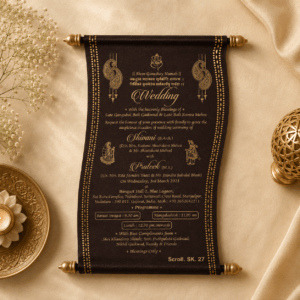 wedding cards design hindu, wedding cards design , wedding cards maker, Scolls invitation, Lakhota