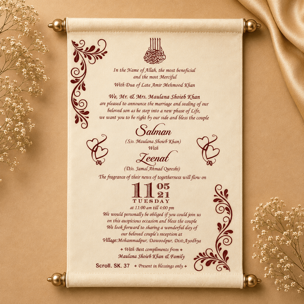 wedding cards design hindu, wedding cards design , wedding cards maker, Scolls invitation, Lakhota