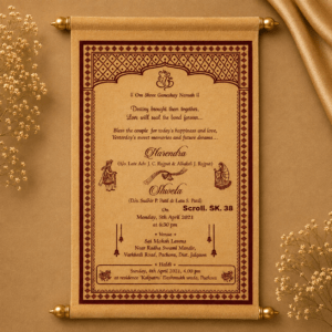 wedding cards design hindu, wedding cards design , wedding cards maker, Scolls invitation, Lakhota