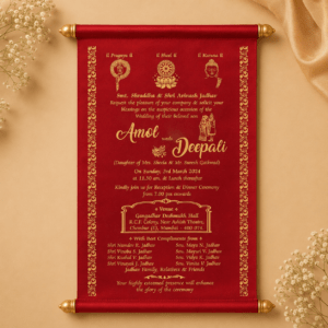 wedding cards design hindu, wedding cards design , wedding cards maker, Scolls invitation, Lakhota