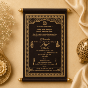 wedding cards design hindu, wedding cards design , wedding cards maker, Scolls invitation, Lakhota