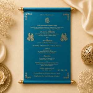 wedding cards design hindu, wedding cards design , wedding cards maker, Scolls invitation, Lakhota