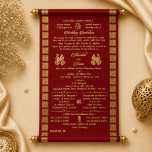 wedding cards design hindu, wedding cards design , wedding cards maker, Scolls invitation, Lakhota