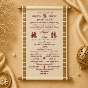 wedding cards design hindu, wedding cards design , wedding cards maker, Scolls invitation, Lakhota
