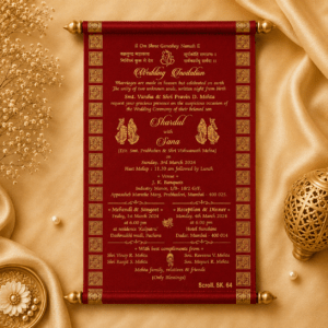 wedding cards design hindu, wedding cards design , wedding cards maker, Scolls invitation, Lakhota