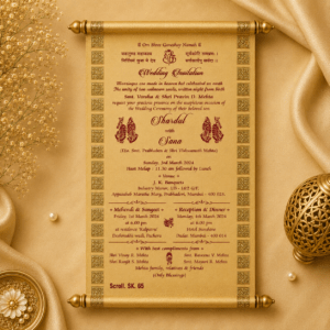 wedding cards design hindu, wedding cards design , wedding cards maker, Scolls invitation, Lakhota