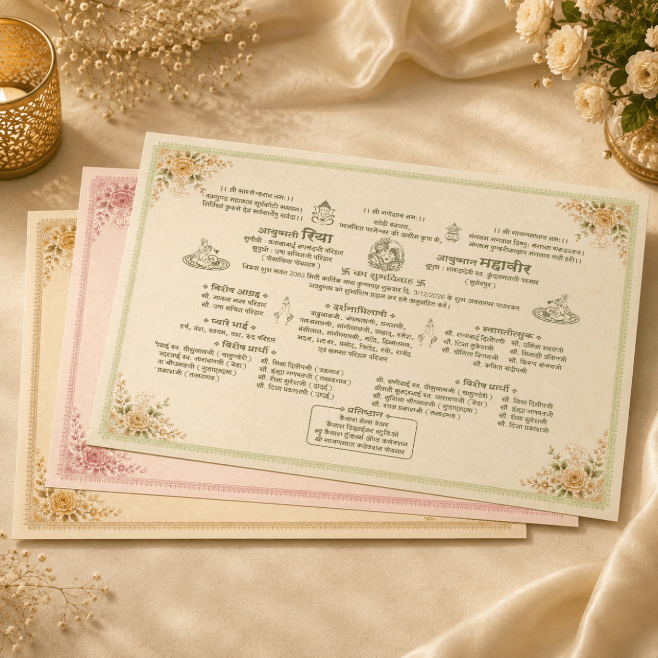 Luxury Pastel Floral Wedding Card- PRT 14282 - Image 2