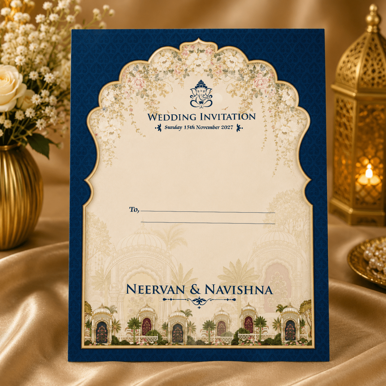 Royal Blue Theme Wedding Card - PRT 14355 - Image 2