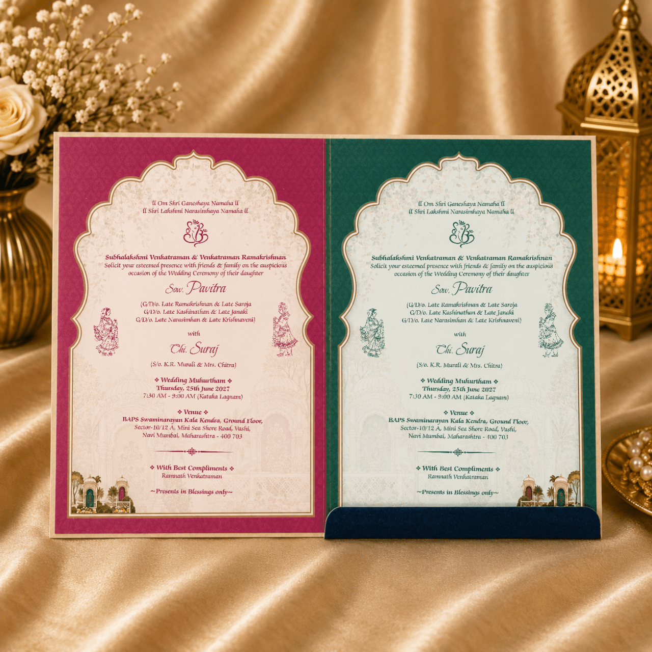 Royal Blue Theme Wedding Card - PRT 14355 - Image 3