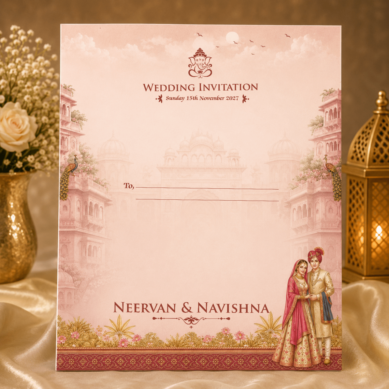 Premium Palace Theme Wedding Card - PRT 14356 - Image 2