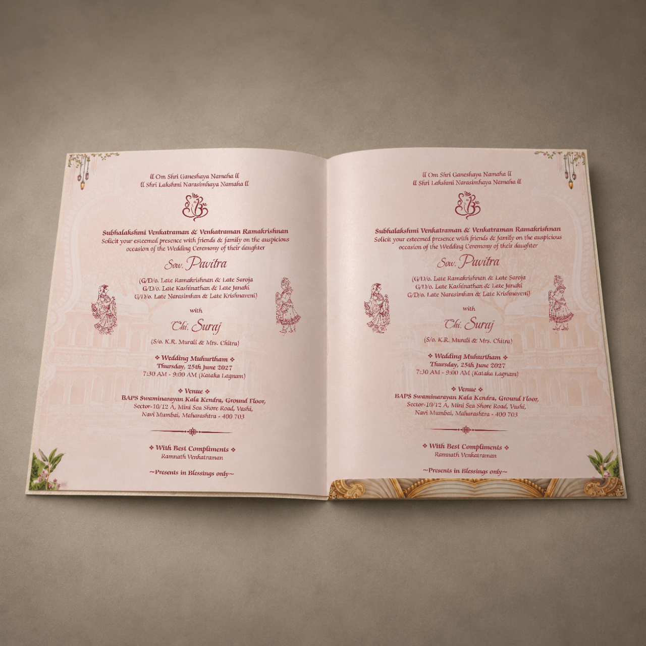Royal Palace Theme Wedding card - PRT 14390 - Image 3