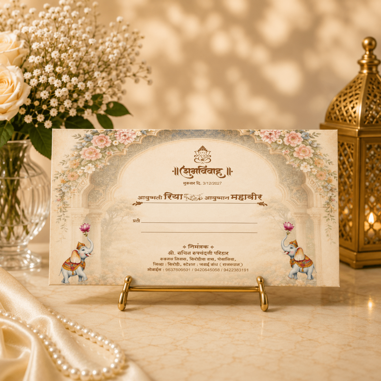 Traditional Couple Theme Wedding Card- PRT 14520 - Image 2