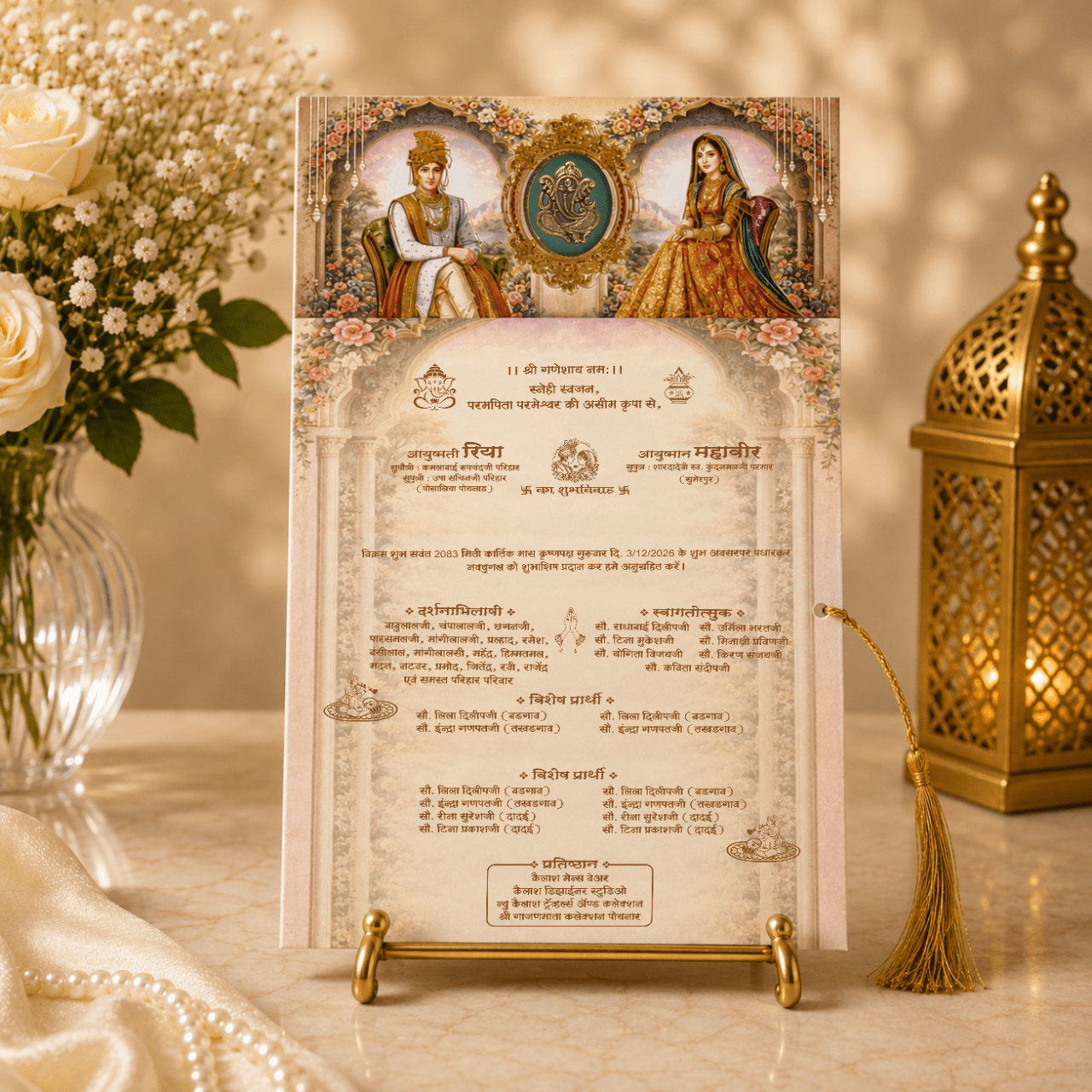 Traditional Couple Theme Wedding Card- PRT 14520 - Image 3