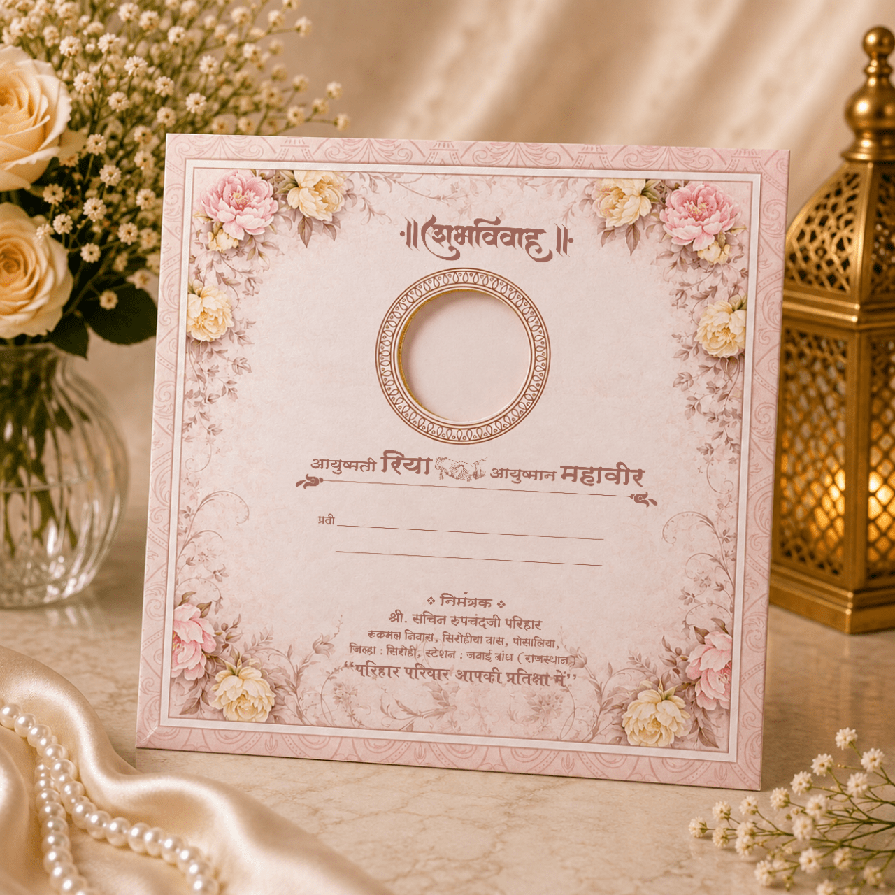 Blush Pink Wedding Invitation - PRT 14534 - Image 3