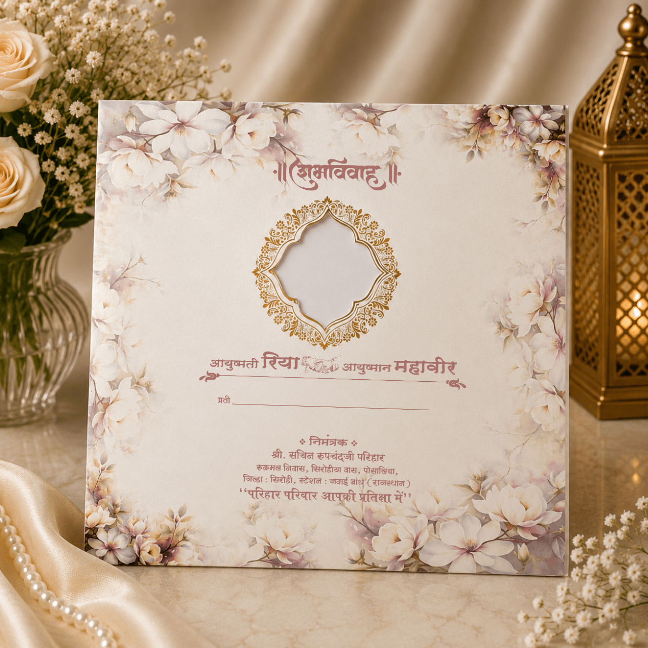Elegant Floral Wedding Invitation Card - PRT 14535 - Image 2