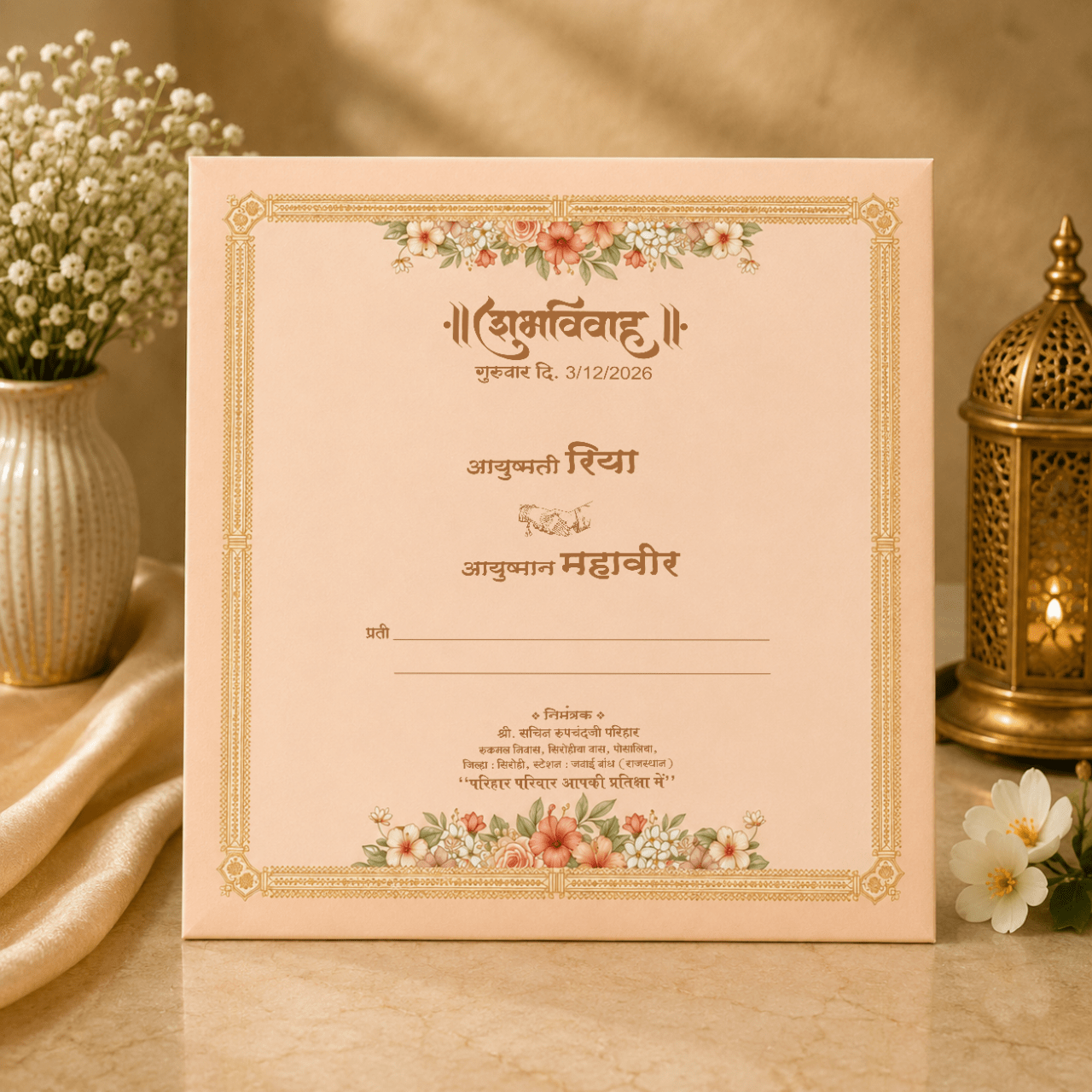 Pastel Bloom Wedding Invitation - PRT 14581 - Image 3