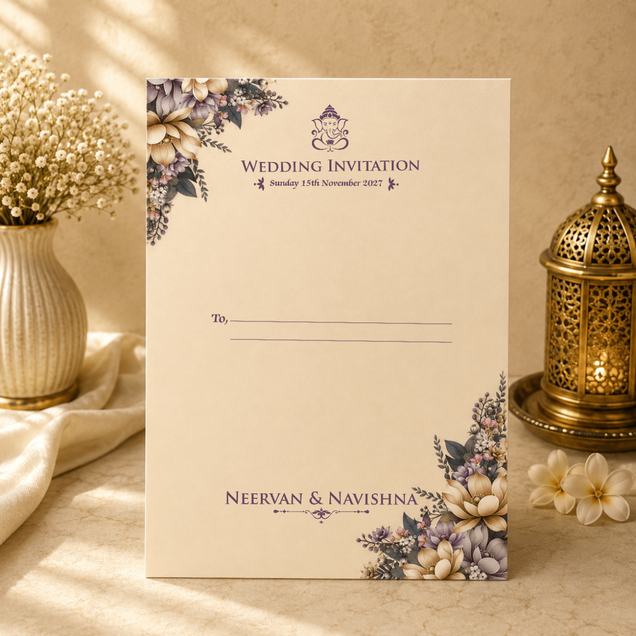 Premium Floral Wedding Invitation Card - PRT 14583 - Image 3