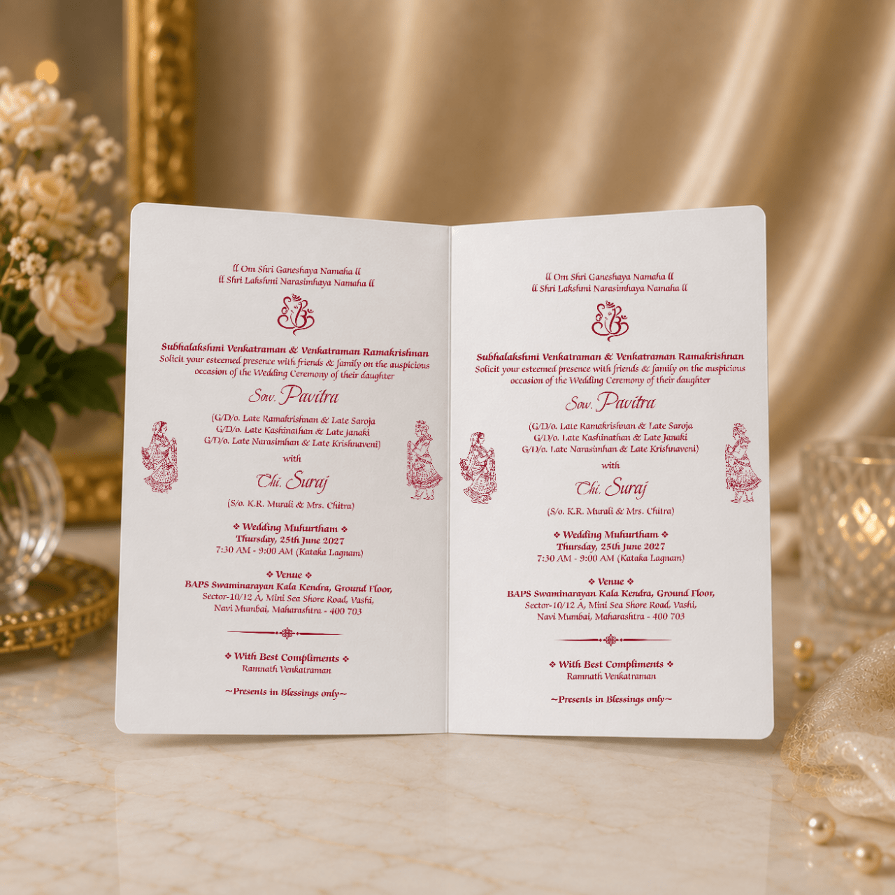 Elegant Cream Wedding Card - PRT 14277 - Image 3